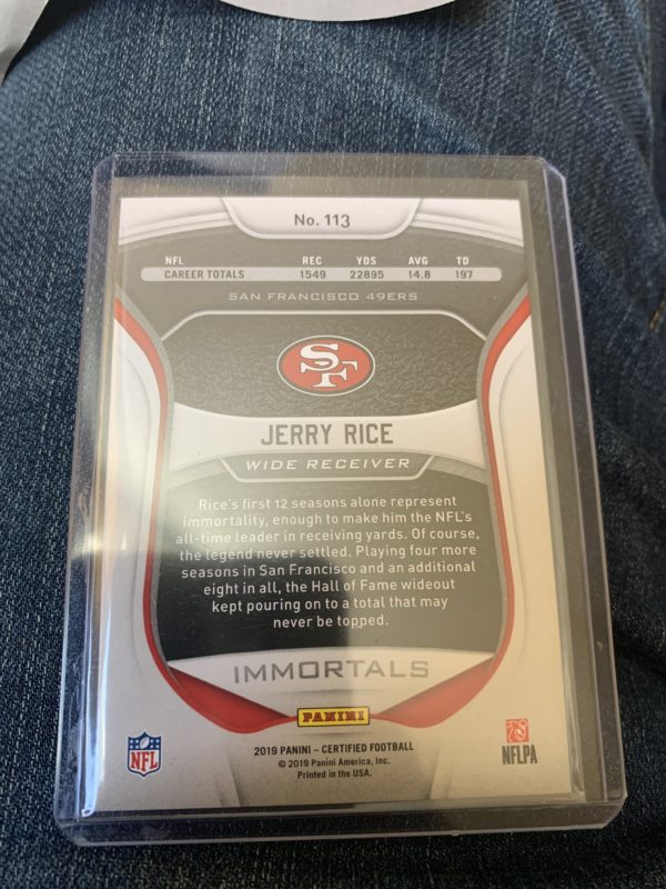 Jerry Rice 2019 Certified Immortals 1/1 - Image 2